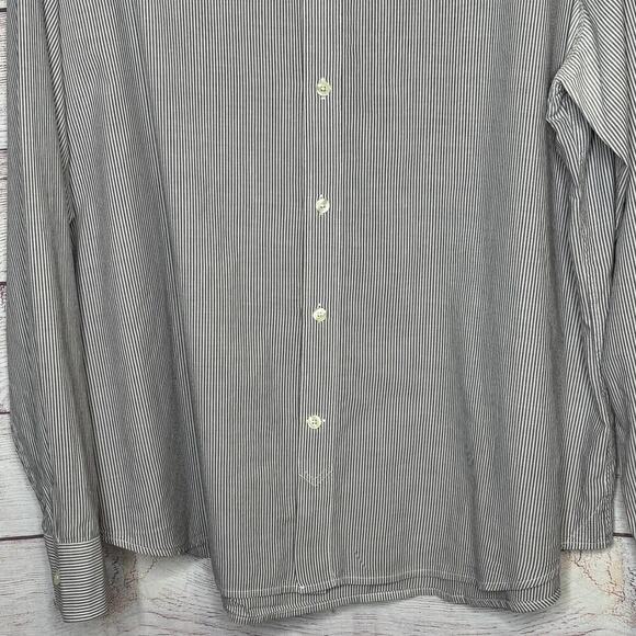 Theory Men's Quiet Luxury Office Work Striped 100% Cotton Button Down Shirt XXL - Picture 7 of 10